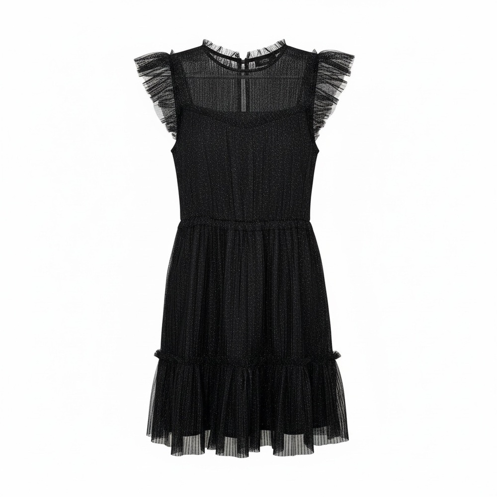 All Saints Black Metallic Like Textured Cocktail Dress - 4